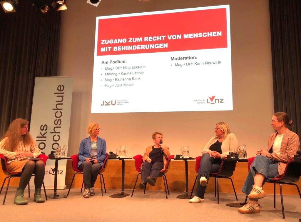 Podiumsdiskussion zur Buchpräsentation „Zugang zum Recht im Lichte der Behindertenrechtskonvention – Menschen mit Lernschwierigkeiten im Blickpunkt“ von Nina Eckstein
