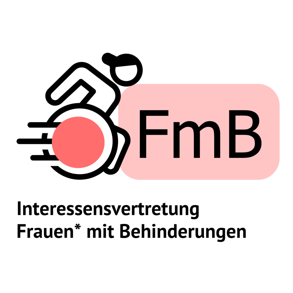 FmB-Logo (Schema einer Rollstuhlfahrerin)